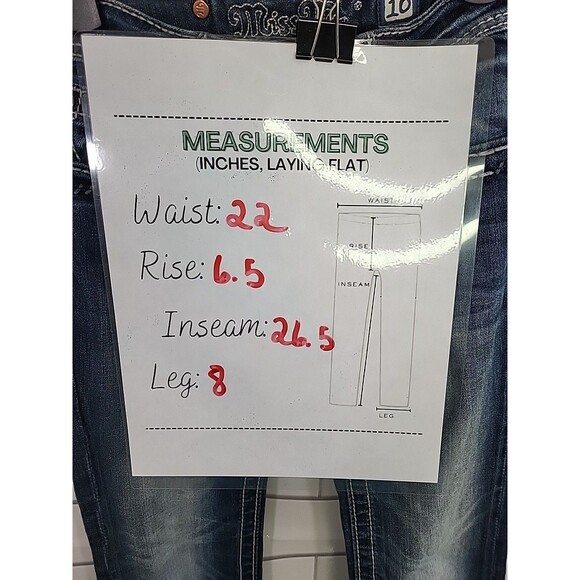 Miss Me Girls Size 10 Dark Blue Bling Jeans  JK592B2 Back To School - Picture 6 of 11